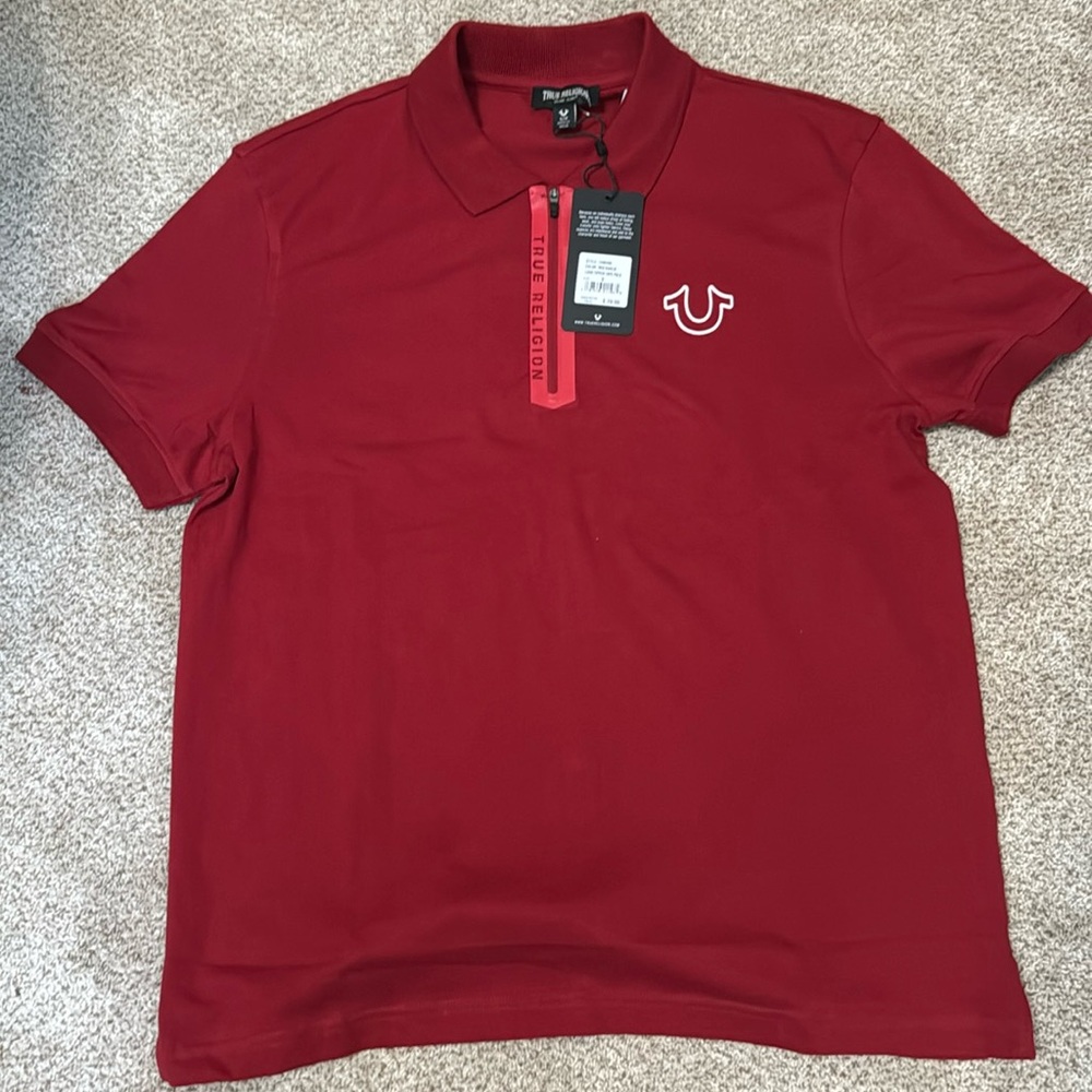 True Religion mens polo size S NWT quarter zip